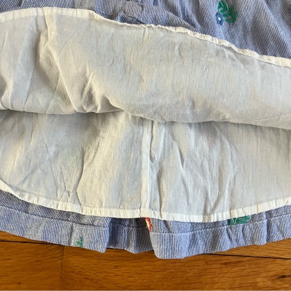 Mini Boden Blue Seersucker Embroidered Flower Lined Cotton Skirt 7-8 - Picture 3 of 6
